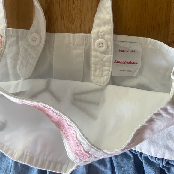 Hanna Andersson Chambray Jeans Bunny Jumper Dress, Size 4/100cm - Picture 2 of 3